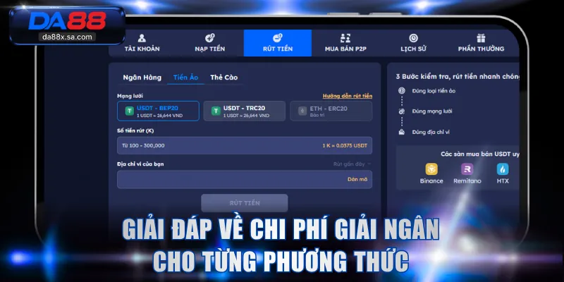 Giải đáp về chi phí giải ngân cho từng phương thức