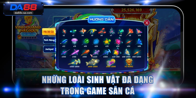 Những loài sinh vật đa dạng trong game săn cá